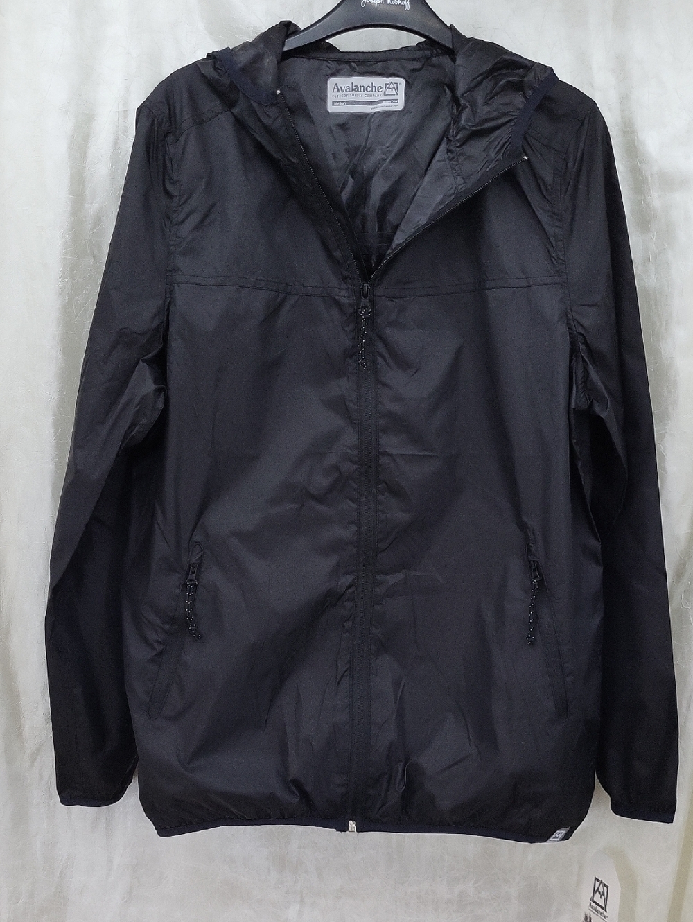 Avalanche Black Hooded Waterproof  Windbreaker Rain Jacket